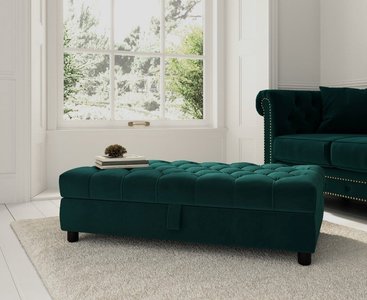 View Mayfair dark green velvet storage footstool View Mayfair dark green velvet storage footstool