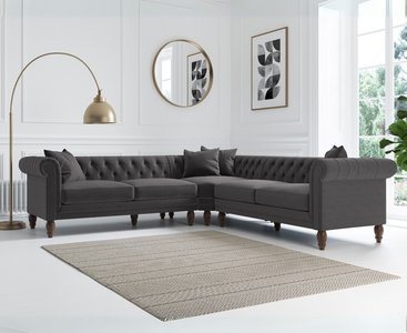 View Bromley medium grey velvet corner sofa View Bromley medium grey velvet corner sofa