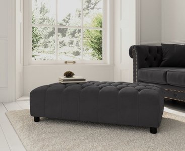 View Mayfair dark grey velvet footstool View Mayfair dark grey velvet footstool