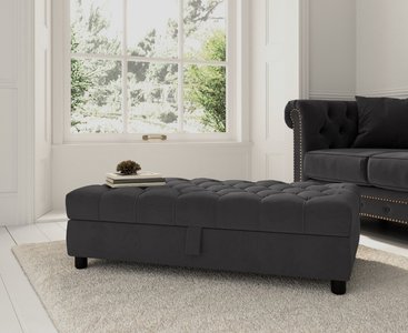 View Mayfair dark grey velvet storage footstool View Mayfair dark grey velvet storage footstool