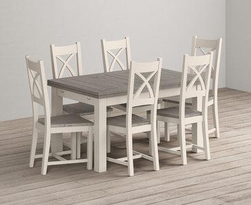 View Extending dartmouth 140cm oak and soft white painted dining table with 8 blue painted chairs View Extending dartmouth 140cm oak and soft white painted dining table with 8 blue painted chairs