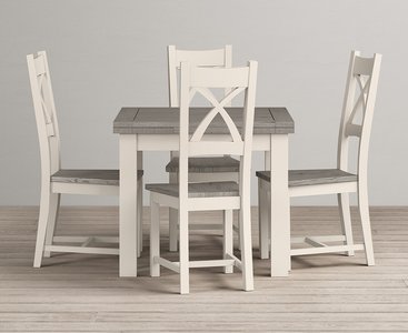 View Extending dartmouth 90cm oak and soft white painted dining table with 4 oak painted chairs View Extending dartmouth 90cm oak and soft white painted dining table with 4 oak painted chairs