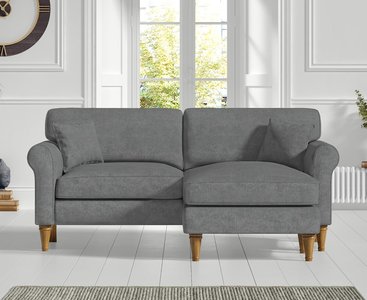 View Darwin charcoal grey fabric right hand facing chaise corner sofa View Darwin charcoal grey fabric right hand facing chaise corner sofa