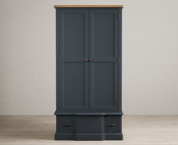 View Delphine oak and blue painted double wardrobe View Delphine oak and blue painted double wardrobe