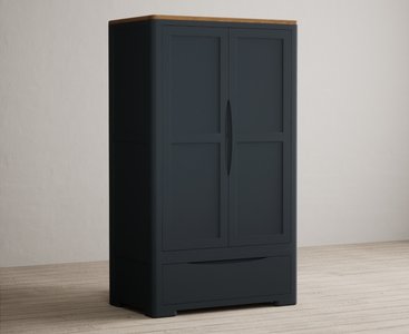 View Pembridge oak and dark blue painted double wardrobe View Pembridge oak and dark blue painted double wardrobe