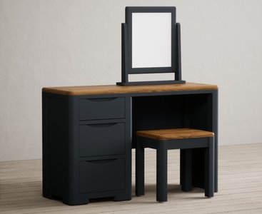 View Pembridge oak and dark blue painted dressing table set View Pembridge oak and dark blue painted dressing table set