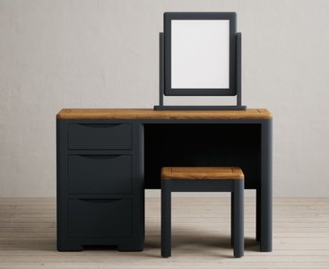 View Pembridge oak and dark blue painted dressing table set View Pembridge oak and dark blue painted dressing table set