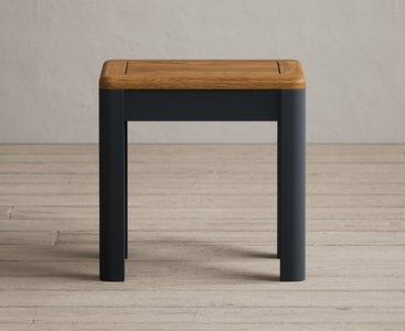 View Pembridge oak and dark blue painted dressing table stool View Pembridge oak and dark blue painted dressing table stool
