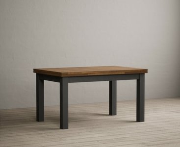 View Extending buxton 140cm oak and charcoal grey painted dining table View Extending buxton 140cm oak and charcoal grey painted dining table