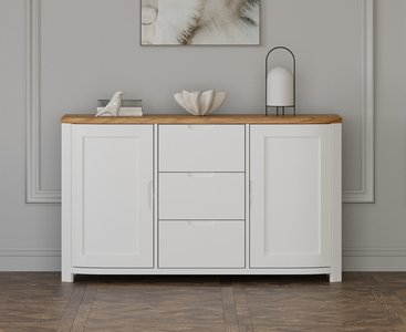 View Bradwell oak and signal white painted large sideboard View Bradwell oak and signal white painted large sideboard