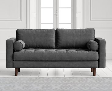 View Elliott cement grey velvet two seater sofa View Elliott cement grey velvet two seater sofa