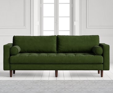 View Elliott green velvet three seater sofa View Elliott green velvet three seater sofa