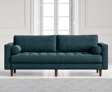 View Elliott petrol velvet three seater sofa View Elliott petrol velvet three seater sofa