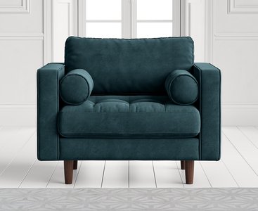 View Elliott petrol velvet armchair View Elliott petrol velvet armchair