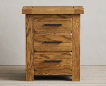 View Harrogate rustic solid oak 3 drawer bedside table View Harrogate rustic solid oak 3 drawer bedside table