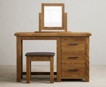 View Harrogate rustic solid oak 3 drawer dressing table set View Harrogate rustic solid oak 3 drawer dressing table set