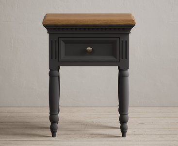 View Francis oak and charcoal grey painted bedside table View Francis oak and charcoal grey painted bedside table