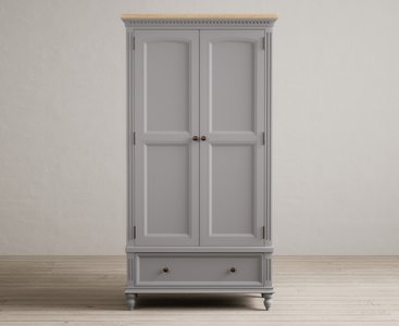 View Francis oak and light grey painted double wardrobe View Francis oak and light grey painted double wardrobe