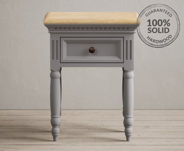 View Francis oak and light grey painted bedside table View Francis oak and light grey painted bedside table
