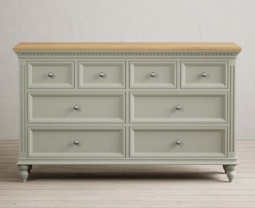View Francis oak and soft green painted wide chest of drawers View Francis oak and soft green painted wide chest of drawers