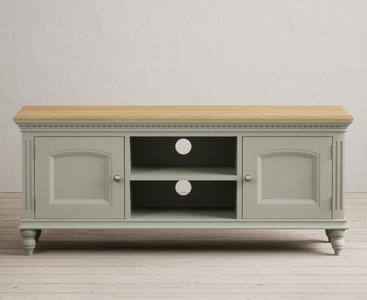 View Francis oak and soft green painted large tv cabinet View Francis oak and soft green painted large tv cabinet
