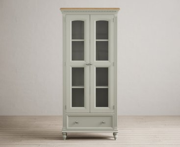 View Francis oak and soft green painted glazed display cabinet View Francis oak and soft green painted glazed display cabinet