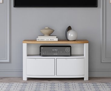 View Bradwell oak and signal white painted small tv unit View Bradwell oak and signal white painted small tv unit