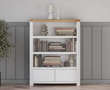 View Bradwell oak and signal white painted small bookcase View Bradwell oak and signal white painted small bookcase