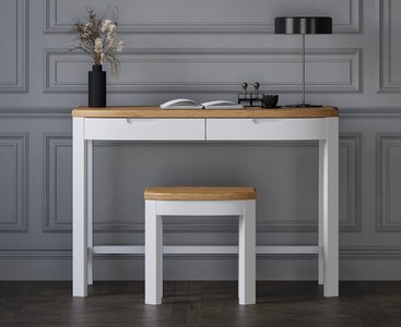 View Bradwell oak and signal white painted compact desk View Bradwell oak and signal white painted compact desk
