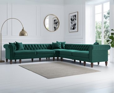 View Bromley large green velvet corner sofa View Bromley large green velvet corner sofa
