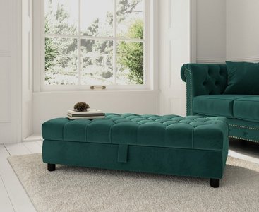 View Mayfair green velvet storage footstool View Mayfair green velvet storage footstool