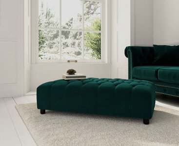 View Dark green velvet footstool View Dark green velvet footstool