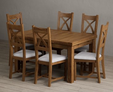 View Extending buxton 140cm rustic solid oak dining table with 6 rustic oak rustic solid oak chairs View Extending buxton 140cm rustic solid oak dining table with 6 rustic oak rustic solid oak chairs