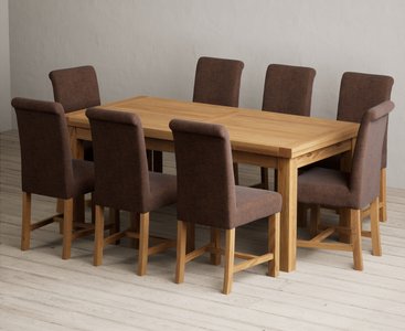 View Extending buxton 180cm solid oak dining table with 12 grey scroll back chairs View Extending buxton 180cm solid oak dining table with 12 grey scroll back chairs
