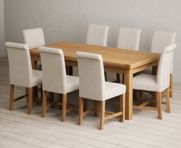 View Extending buxton 180cm solid oak dining table with 12 grey scroll back chairs View Extending buxton 180cm solid oak dining table with 12 grey scroll back chairs