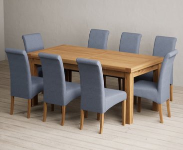 View Extending buxton 180cm solid oak dining table with 10 grey scroll back chairs View Extending buxton 180cm solid oak dining table with 10 grey scroll back chairs