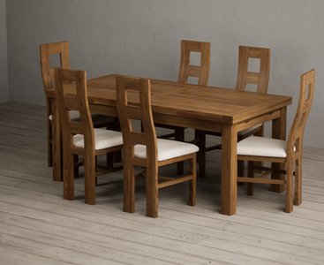 View Extending buxton 180cm rustic solid oak dining table with 12 linen rustic solid oak chairs View Extending buxton 180cm rustic solid oak dining table with 12 linen rustic solid oak chairs