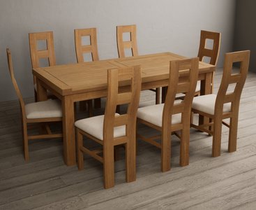 View Extending buxton 180cm solid oak dining table with 10 blue natural chairs View Extending buxton 180cm solid oak dining table with 10 blue natural chairs