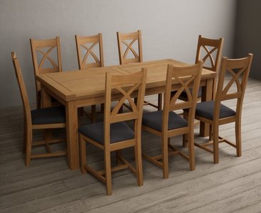 View Extending buxton 180cm solid oak dining table with 8 oak natural chairs View Extending buxton 180cm solid oak dining table with 8 oak natural chairs