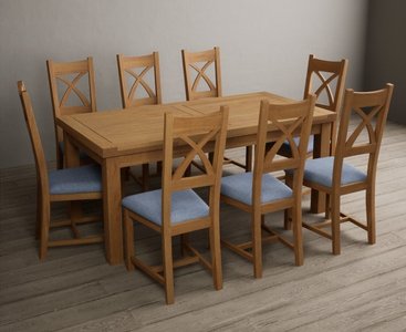 View Extending buxton 180cm solid oak dining table with 12 linen natural solid oak chairs View Extending buxton 180cm solid oak dining table with 12 linen natural solid oak chairs