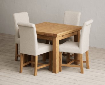 View Extending buxton 90cm solid oak dining table with 6 grey scroll back chairs View Extending buxton 90cm solid oak dining table with 6 grey scroll back chairs