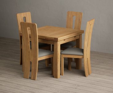 View Extending buxton 90cm solid oak dining table with 4 grey lucca chairs View Extending buxton 90cm solid oak dining table with 4 grey lucca chairs