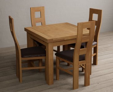 View Extending buxton 90cm solid oak dining table with 6 light grey natural chairs View Extending buxton 90cm solid oak dining table with 6 light grey natural chairs