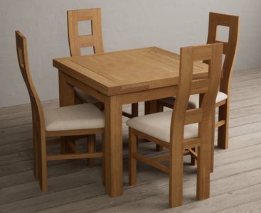 View Extending buxton 90cm solid oak dining table with 6 light grey natural chairs View Extending buxton 90cm solid oak dining table with 6 light grey natural chairs