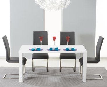 View Seattle 160cm white high gloss dining table with 6 white austin chairs View Seattle 160cm white high gloss dining table with 6 white austin chairs