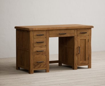 View Harrogate rustic solid oak computer desk View Harrogate rustic solid oak computer desk
