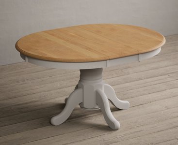 View Extending hertford 100cm - 130cm oak and soft white painted pedestal dining table View Extending hertford 100cm - 130cm oak and soft white painted pedestal dining table