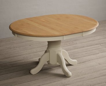 View Extending hertford 100cm - 130cm oak and cream painted pedestal dining table View Extending hertford 100cm - 130cm oak and cream painted pedestal dining table