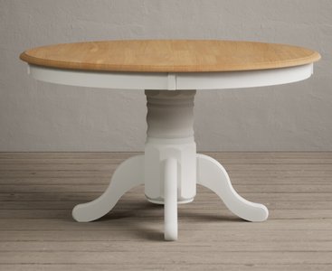 View Hertford 120cm fixed top oak and signal white painted dining table View Hertford 120cm fixed top oak and signal white painted dining table