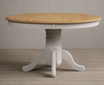 View Hertford 120cm fixed top oak and soft white painted dining table View Hertford 120cm fixed top oak and soft white painted dining table